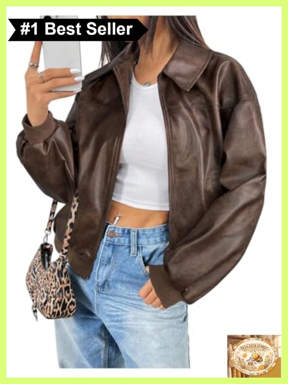 Faux Leather Jacket Motorcycle Biker Shacket Coat Zip Up Long Sleeve